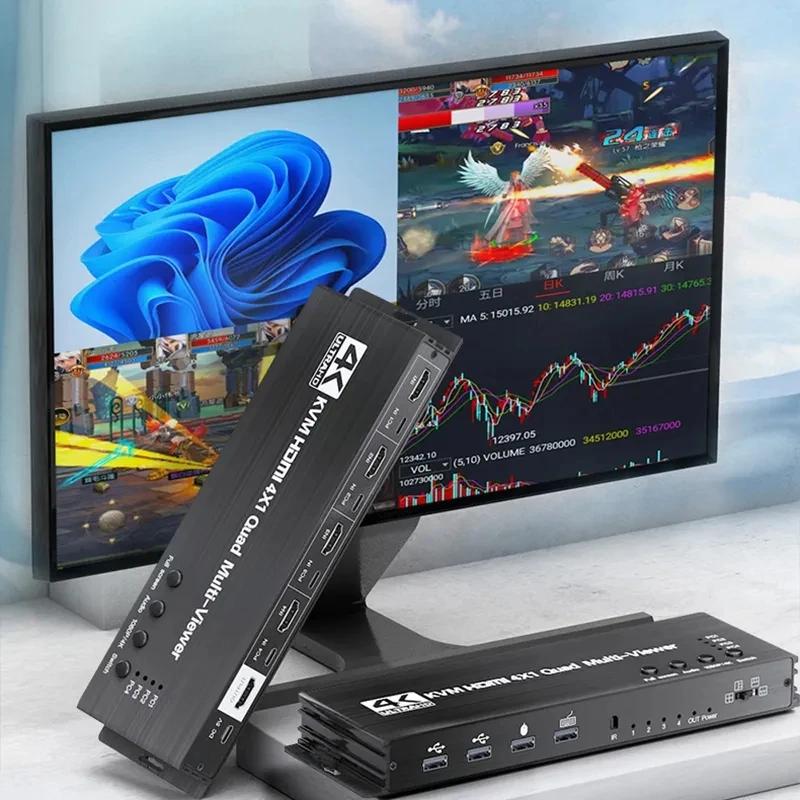 HDMI  Ƽ , KVM ġ , PC ī޶ ӿ Ű 콺 , ɸ ġ, 4x1, 4 Ʈ KVM HDMI Quad Multi-viewer Switch 4x1 1080P HDM